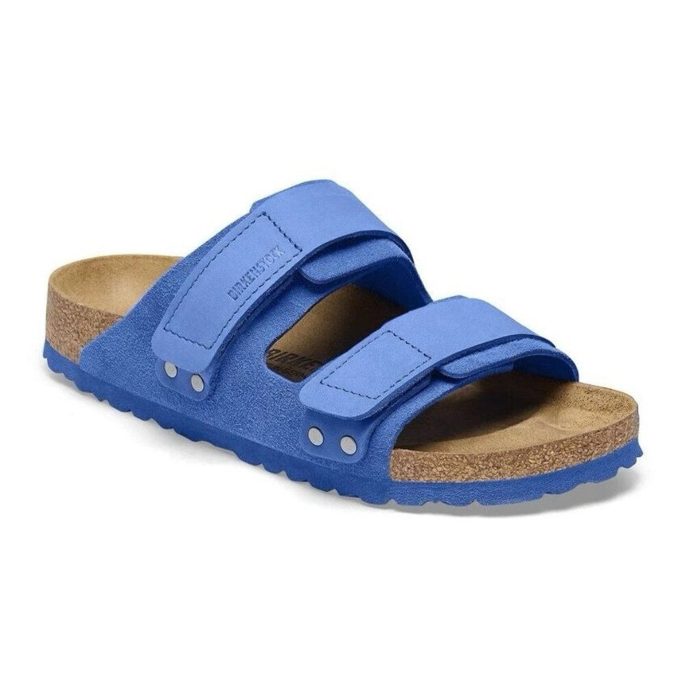 $ 150- Birkenstock UJI Nubuck/Suede Leather Slide Sandals 1025649 Blue- Unisex - Picture 3 of 9